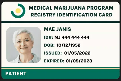 Medical marijuana program registry identification card example
