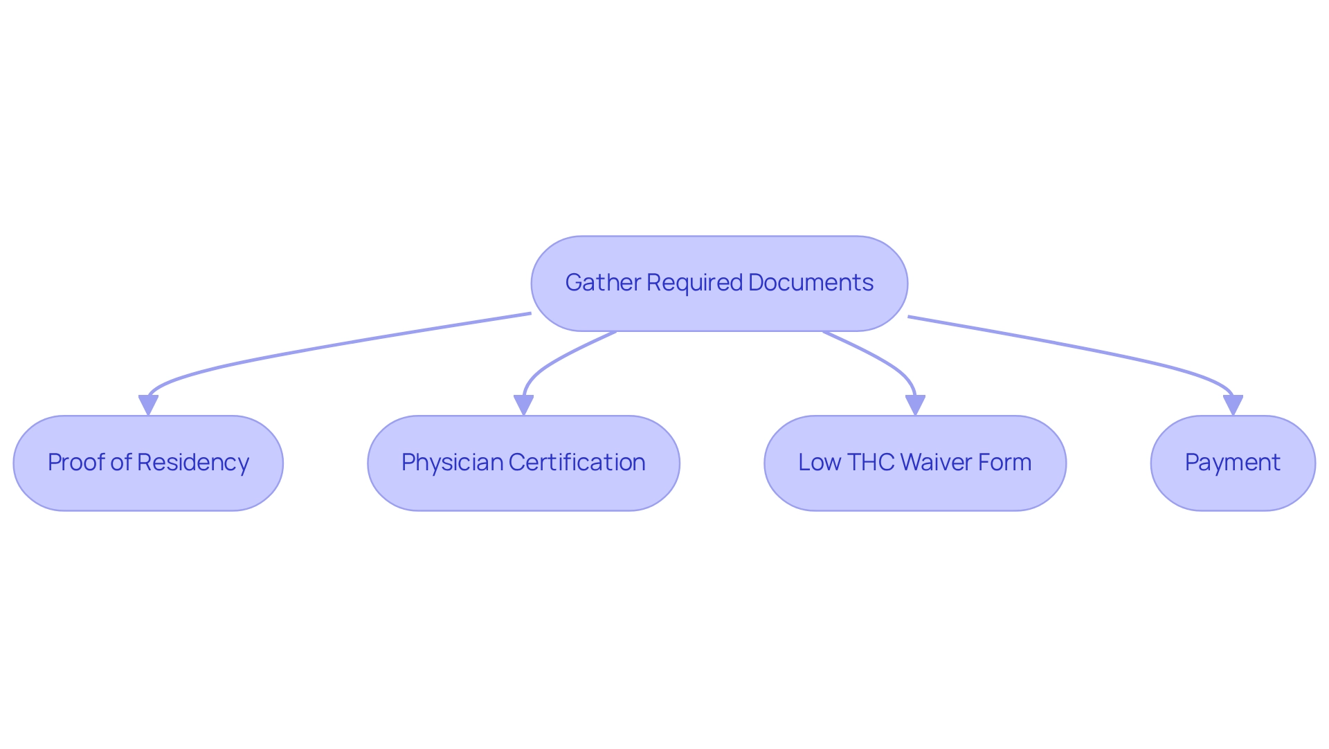 Each box represents a step you need to take. Start at the top and follow the arrows to see what documents you need to collect for your application.