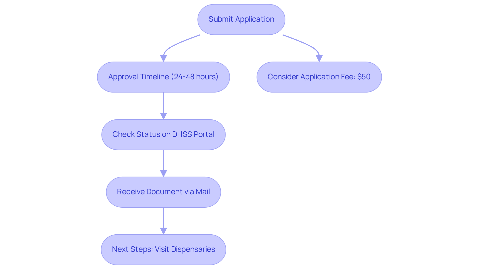 Each box represents a step in the process — follow the arrows to see what to do at each stage, from submission to receiving your card and beyond. Each box represents a step in the process — follow the arrows to see what to do at each stage, from submission to receiving your card and beyond.